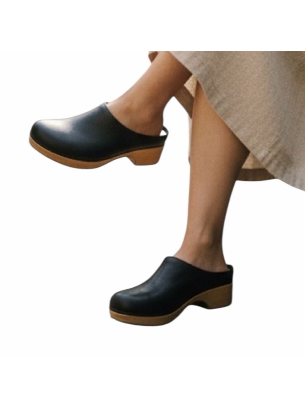 NEW Bella Vita Motto Clog Pebble Black Leather Padded Footbed Size 9 EXTRA WIDE